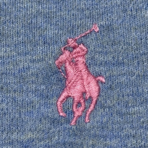 Y2K Polo Ralph Lauren Custom Fit Blue Polo Shirt Mens M Pink Pony 100% Cotton - Picture 3 of 6